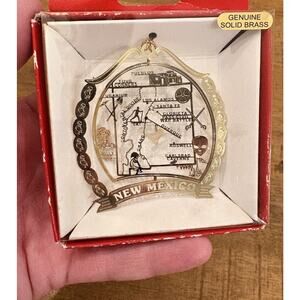 Nations Treasures New Mexico State Map With Landmarks Christmas Ornament In Box